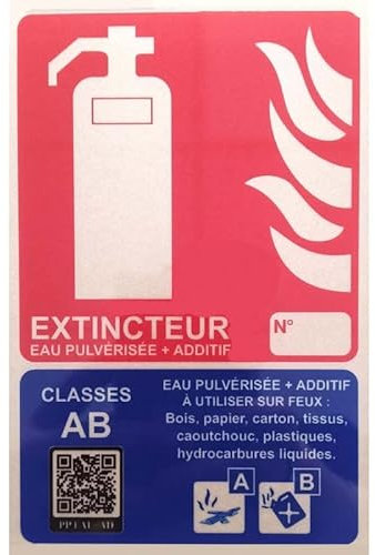 Panneaux Extincteur Plexi Classe AB avec QRcode de formation