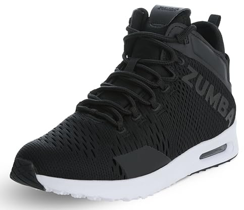ZUMBA Air Funk High Top Schuhe für Damen, Sportliche Tanz-Sneaker, Fitness, Workout, bequem, atmungsaktiv, entspricht der Größe, Schwarz, 40 EU