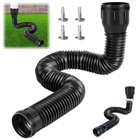 NICEWAT Prolunga Flessibile per Grondaia, Set di Prolunghe Rotonde per Tubo di Scarico da 80/100 mm, Prolunga Tubo di Scarico Estensione da 47 a 150 cm per Villa All'aperto Rotonda