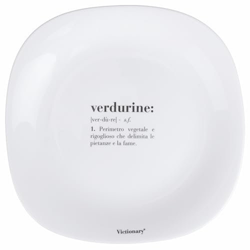 Villa d'Este Home Tivoli 1996 Victionary Verdurine - Juego de 6 platos llanos cuadrados de cristal opalino, 28 x 28 cm