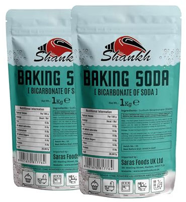 Shankh Baking Soda - 1kg (Pack of 2) | Food-Grade Sodium Bicarbonate | Multi-Purpose | Ideal for Baking, Cleaning, Deodorizing & More