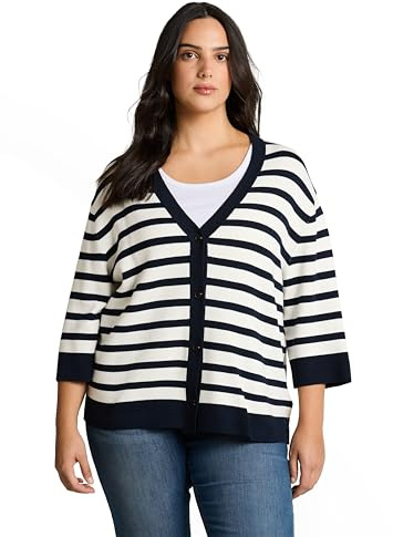 TOM TAILOR Damen Plussize Strickjacke mit 3/4-Arm