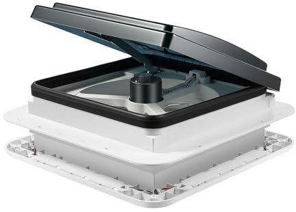 JJsdwin Wohnmobil Dachventilator, Reversibler Abluftventilator mit LED, Dachlüfter für Wohnmobilen und Freizeitfahrzeugen, Öffnungsgröße 28 * 28cm/11 * 11in