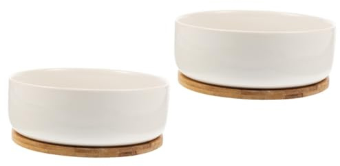 Milisten 2 Pièces Pot de Fleurs Céramique avec Plateau pour et Bonsai de Pot Rond Blanc et Plateau pour Cactus et Petites Plantes