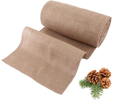 DAJAVE Jute Tischläufer 20cm x 30m, Juteband Tischband Tischläufer Jute Leinenstoff Meterware Zuschneidbar für Verschiedene Schreibtischgrößen Tischband für Gartenparty (20CM x 30M)