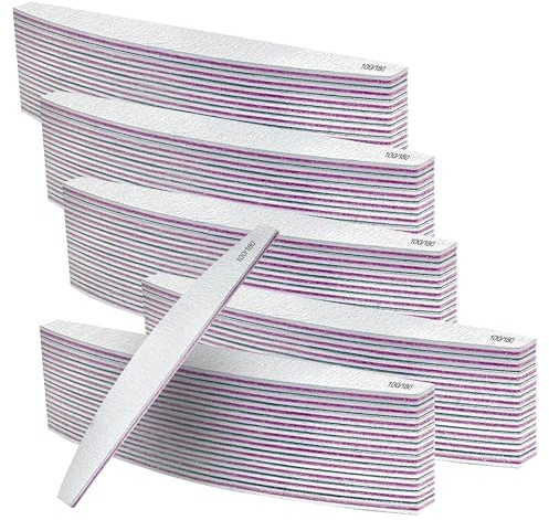 Lewer - Profi Nagelfeilen 50 Stück, 100/180 Körnung, Doppelseitig, Wiederverwendbar, Nagelfeile für Maniküre & Pediküre, Natur- & Kunstnägel, Robust - Grau/Lila