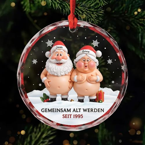 Geschenke Mall Personalisiertes Ornamente - Gemeinsam Alt Werden - Personalisierte Paar Geschenke, Lustiger Glas Weihnachtsschmuck, Deko Weihnachtsbaum, Personalisierte weihnachtskugeln (Modell #2)