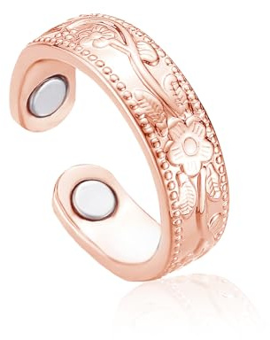 Zecimi Magnetring Silber, Damen Herz/Blume Vital Ring mit Magnetkraft | Anti Stress Ring für Damen Mädchen, Offen Verstellbar Magnet Ring zur Gewichtsabnahme, Mode Fidget Ring zur Förderung Schlaf