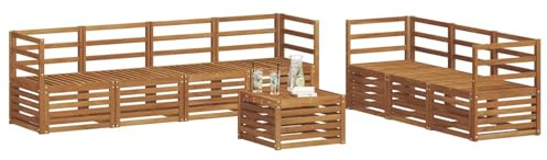 vidaXL Sofagarnituren 8 pcs Natur Massivholz Akazie, Moderne Garten-Sofa-Ecke, Bequeme Sitzgruppe für Terrasse, langlebig und stylisch