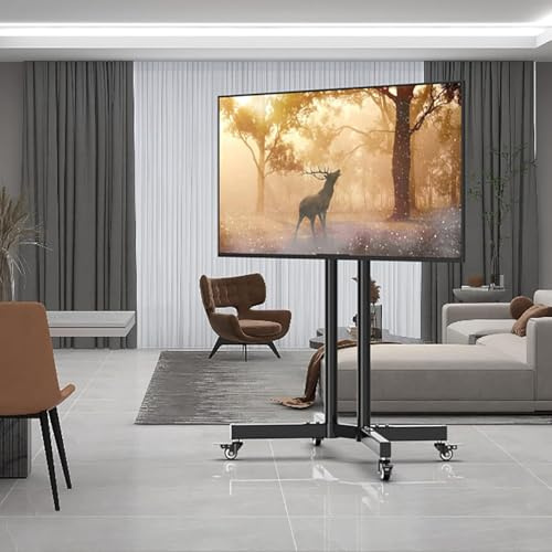 asdchZen Supporto Mobile per Monitor E TV, Adatto A Televisori da 32 A 65 Pollici, Altezza Regolabile, con Ruote Bloccabili, Ideale per Casa E Ufficio.