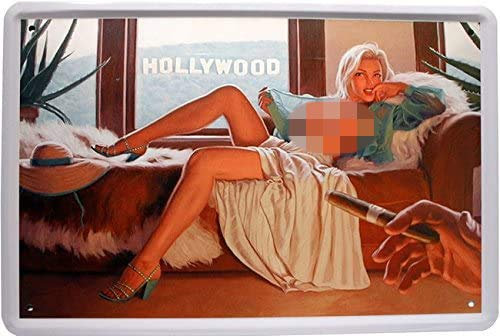 WOGEKA ART Retro Blechschild - Girl PinUp Hollywood - witziger Spruch als Geschenk-Idee zum Geburtstag Weihnachten zur Dekoration 20x30 cm Vintage-Design aus Metall 383