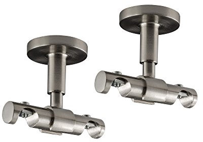 Victoria M. Gardinenstangen-Halterung Decke Deckenhalter Vorhangstange, 2-läufig, Silber, Ø 16 mm, 2er Pack