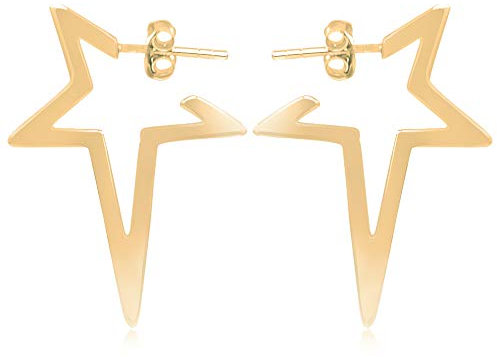 Creolen Stern Ohrringe Ohrstecker 925 Sterling Silber vergoldet NOBEL SCHMUCK