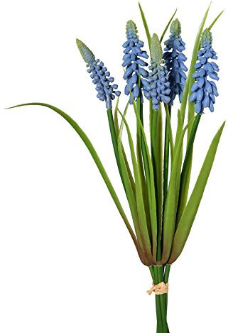 FVLFIL Kunstblumen MUSCARI Bund 30 cm. Bund mit 5 Traubenhyazinthen. BLAU -90