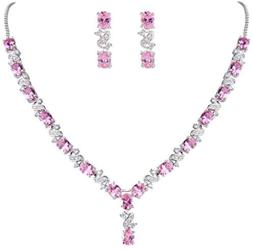 Clearine Donna Parure gioielli-Collana Orecchini Elegante Delicato Zirconia cubica Infinito Y-Forma Collana Ciondolare Set
