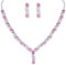 Clearine Parure Délicat Femme Forme-Y Bijoux Mariage Élégant Collier Boucles d'oreilles Pendant Ensemble Zircon Zirconium Rosé