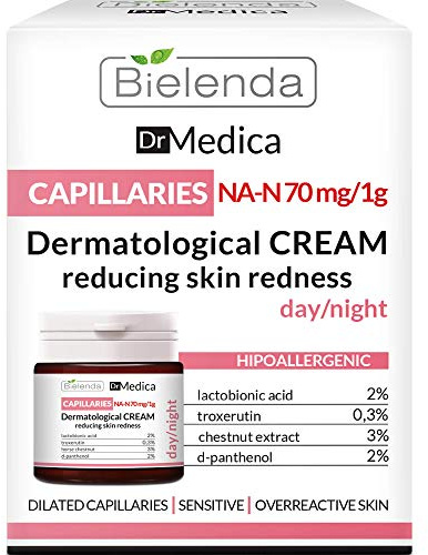 Bielenda Dr Medica - Reduces Skin Redness, Prevents The Formation Of New Veins Enhances Elasticity Of Capillaries - Dr Medica Capillary Skin Dermatologic Anti-Redness Face Cream Day/Night - 50 ml