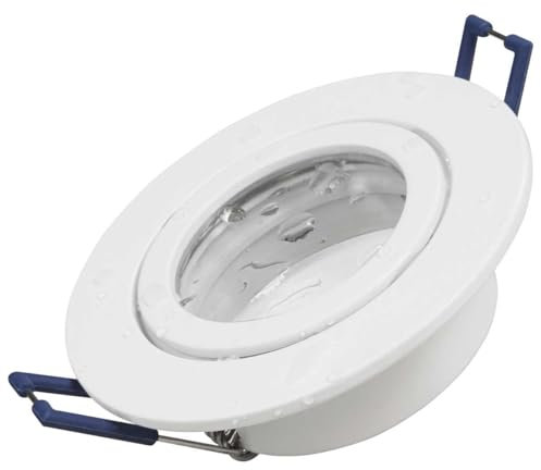 WITTKOWARE IP44 Decken-Einbauleuchte (Einbaurahmen) für LED-Leuchtmittel mit 50mm Durchmesser (GU10/MR16), rund 83mm, weiß