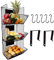 Culinary Couture 3stöckiger DrahtHängekorb zum Organisieren robuste hängende Wandkörbe zur Aufbewahrung mit verstellbaren Kreidetafeln und SHaken minimalistischer hängender Obstkorb für Küche schwarz