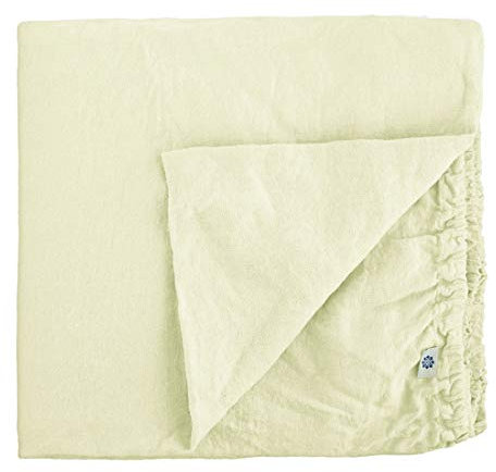 Linen & Cotton Weicher Griff Spannbettlaken Spannbetttuch Bettlaken mit Gummizug Alicia -100% Leinen Gewaschen, Ecru Weiß (140 x 200 cm) Laken Leintuch Betttuch Hoch Bettwäsche Bett Doppelbett Sommer