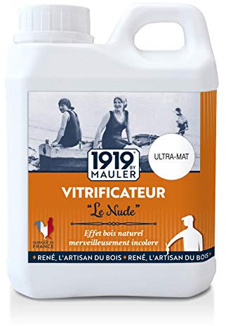 1919 by MAULER - Vitrificateur « Le Nude » - Mat invisible - 1L : La protection ULTIME qui résiste à l’épreuve du temps pour parquet, escalier, meuble et boiserie - Qualité professionnelle
