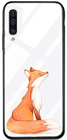 Alsoar ersatz für Galaxy A50 Hülle Transparent Handyhülle Durchsichtig Antikratz Schutzhülle,Gehärtetem Glas Rückseite mit Soft Silikon Rahmen Tier Süß Shell für Galaxy A50 (Gelber Fuchs)