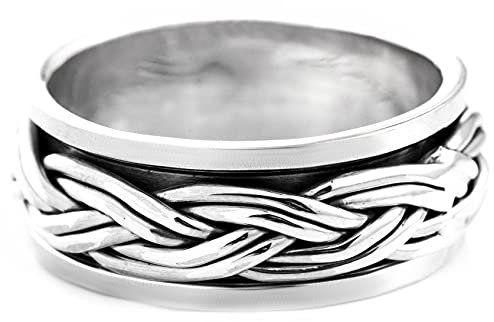 Windalf Kraftvoller Vintage Silberring Drehring IGOR 0.8 cm Vikings Partnerring Freundschaftsring Handgearbeitet 925 Sterlingsilber (Silber, 66 (21.0))
