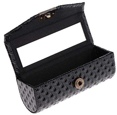 SDENSHI Hochwertige Leder Lippenstift Halter Fall Organizer Box mit Spiegel für Geldbörse - Schwarz