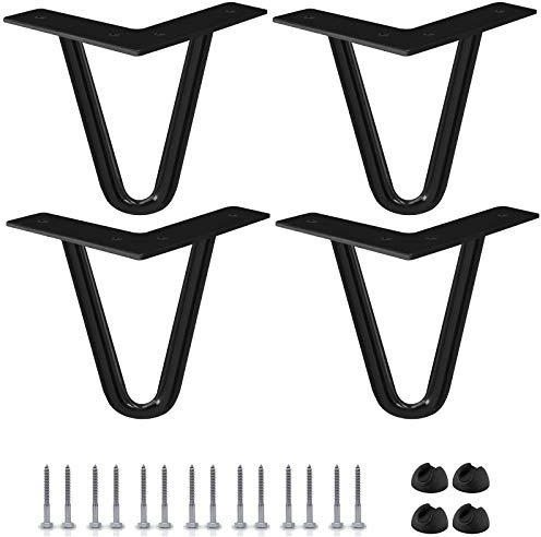 Btowin 20cm Haarnadel Tischbeine, 4 Stück Moderne DIY Metall Möbelfüße Hairpin Legs mit Bodenschoner & Schrauben für Schreibtisch Schrank Nachtständer Stühle