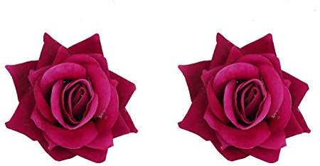 Tia Crafts Pink Fabric Rose Flower Hair Clip For Women (Pack Of 2)
