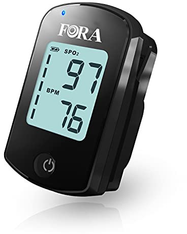 FORA Oxymètre de Doigt, Oxymètre de Pouls Professionnel Saturomètre Portable avec Moniteur de Fréquence Cardiaque pour Mesurer SpO2, PR, Piles Inclus