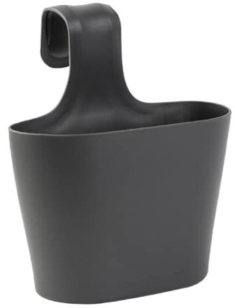 Gariella Blumenkasten oval 2,8 Liter Balkon Übertopf Pflanzkasten Blumentopf zum Hängen mit 1. Bügel und Wasserspeicher Anthrazit