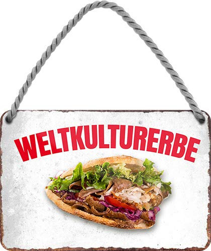 Tin Sign Hängeschild Blechschild 18x12 cm Weltkulturerbe Türkei DÖNER Deko Schild mit Kordel + Saugnapf H017