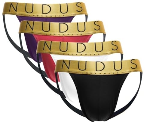 NUDUS Herren Unterwäsche Baumwolle Jockstraps – Packung mit 4 Stück Geschenkbox Athletic Supporters