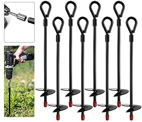 8 Pièces Ancres au Sol, 38cm Piquets de Sol Piquets Acier Robuste piquets, ancrages au Sol très résistants, ancrages au Sol très résistants, Parfaits pour tentes, auvents, abris, Trampolines