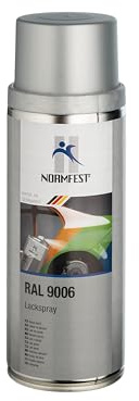 Normfest Lackspray RAL 9006 Weißaluminium – seidenglänzender Nitro-Kombinationslack, hohe Deckkraft, witterungs- und kratzbeständig, für Metall, Kunststoff, Holz und mehr, 400 ml