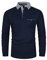 GHYUGR Men's Polo Shirt Long Sleeve Contrasting Plaid Splice Golf Tennis T-Shirt,Blue 1,XL