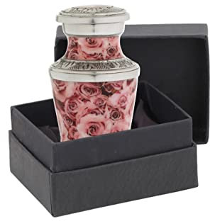 Bold & Divine Urnen für menschliche Asche – dekorative Urnen, Urnen für menschliche Asche weiblich & männlich, Urnen für Asche Erwachsene weiblich, Beerdigungsurnen – Rosa Rose, 1 kleines Andenken