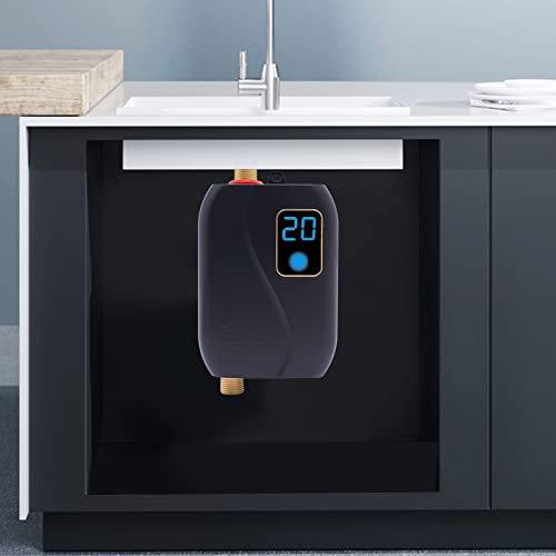 TIXBYGO Elektronisch Geregelter Durchlauferhitzer Druckfest,LC-Display,gradgenaue Wunschtemperatur, Größe: Ca.13,5 x 6 x16,5cm