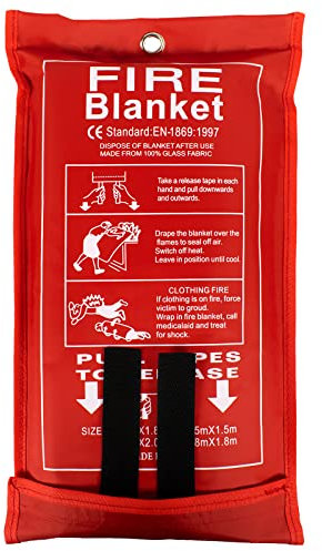 FLASLD Große feuerfeste Decke, Notfall für Person, Hitzeschutz, Fiberglasdecke, Grilldecke, isolierende feuerfeste Matte (1,8 m x 1,8 m)