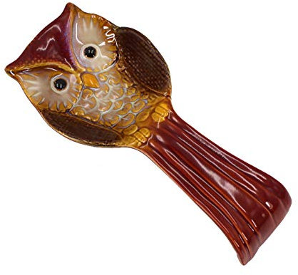 EESLL Spoon Rest,Ceramic Owl Cooking Spoon Rest for Kitchen Stovetop Spoon Holder,Soup Spoon Rests,Owl Ladle Rest for Countertop Kitchen