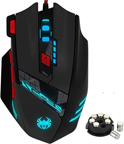 Zelotes T90 Souris de jeu filaire 8 boutons programmables, rétroéclairage RVB chroma, 7 modes de rétroéclairage jusqu'à 7200 DPI pour les joueurs PC Windows (Noir)