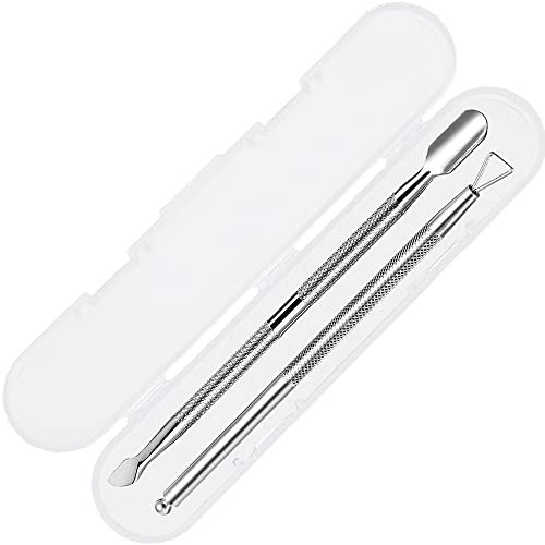 Spingi Cuticole Professionale, Spingipelle per Rimuovere le Cuticole, Strumento di Rimozione dello Smalto a Doppia testa per manicure, pedicure (2 pezzi)