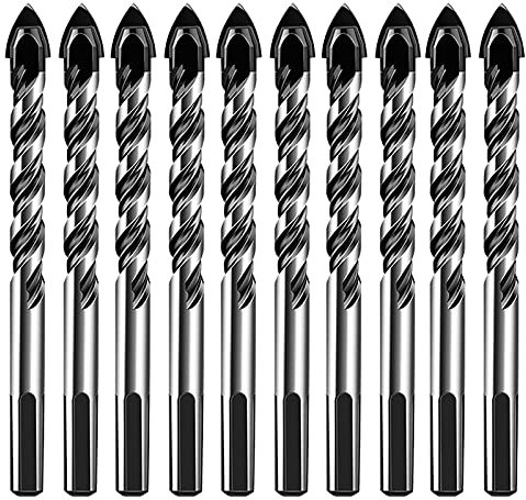 10 pezzi Punte da Trapano Set, 6mm professionali per gres porcellanato in ceramica, calcestruzzo, muro di mattoni, vetro, specchi, muratura in plastica e legno