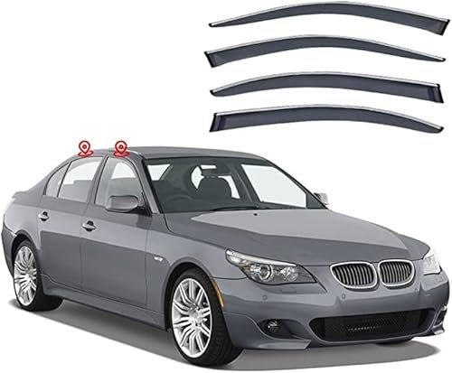Auto Windabweiser für BMW 5 series E60 2004-2010 Auto Seitenfensterabweiser All Weather Wasserdicht Beschlagfrei Beschattung Autofenster 4 Stück Set