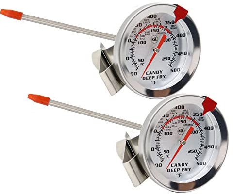 Candy Thermometer Deep Fryer Oil Thermometer with Clip - Best Long Frying Thermometer for Turkey Fryer Tall pots Fry Cooking (White dial -HH5502)