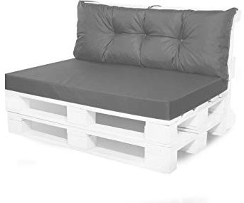 Palettenkissen Outdoor - Palettenkissen wasserfest - Palettenkissen Set (Set sitzkissen 120x60 + rückenkissen 120x50, Grau)