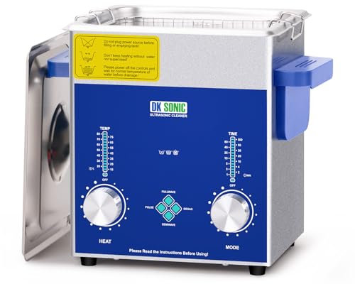 DK SONIC Industrial Ultrasonic Cleaner 2L, 60W Commercial Ultrasonic Jewelry Cleaner with Encoded Timer, Heater& Basket, Multi-Application for Jewelry, Glasses, Chains, Watches