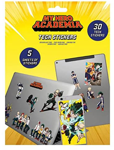 My Hero Academia Tech Aufkleber 30er Set für Laptops, Handys und Tablets, Geräteabziehbilder für Kinder und Erwachsene - Offizieller Merchandise-Artikel