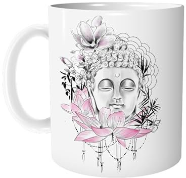 Tasse Kaffeetasse Buddha Kopf - personalisierbar - Keramiktasse Buddhatasse Buddhismus Bürotasse Becher - Geschenkidee für Kollegen - zAcheR-fineT